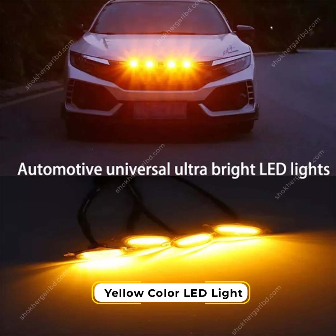 4pcs LED Front Grill Running Lights For Car Style - Yellow image