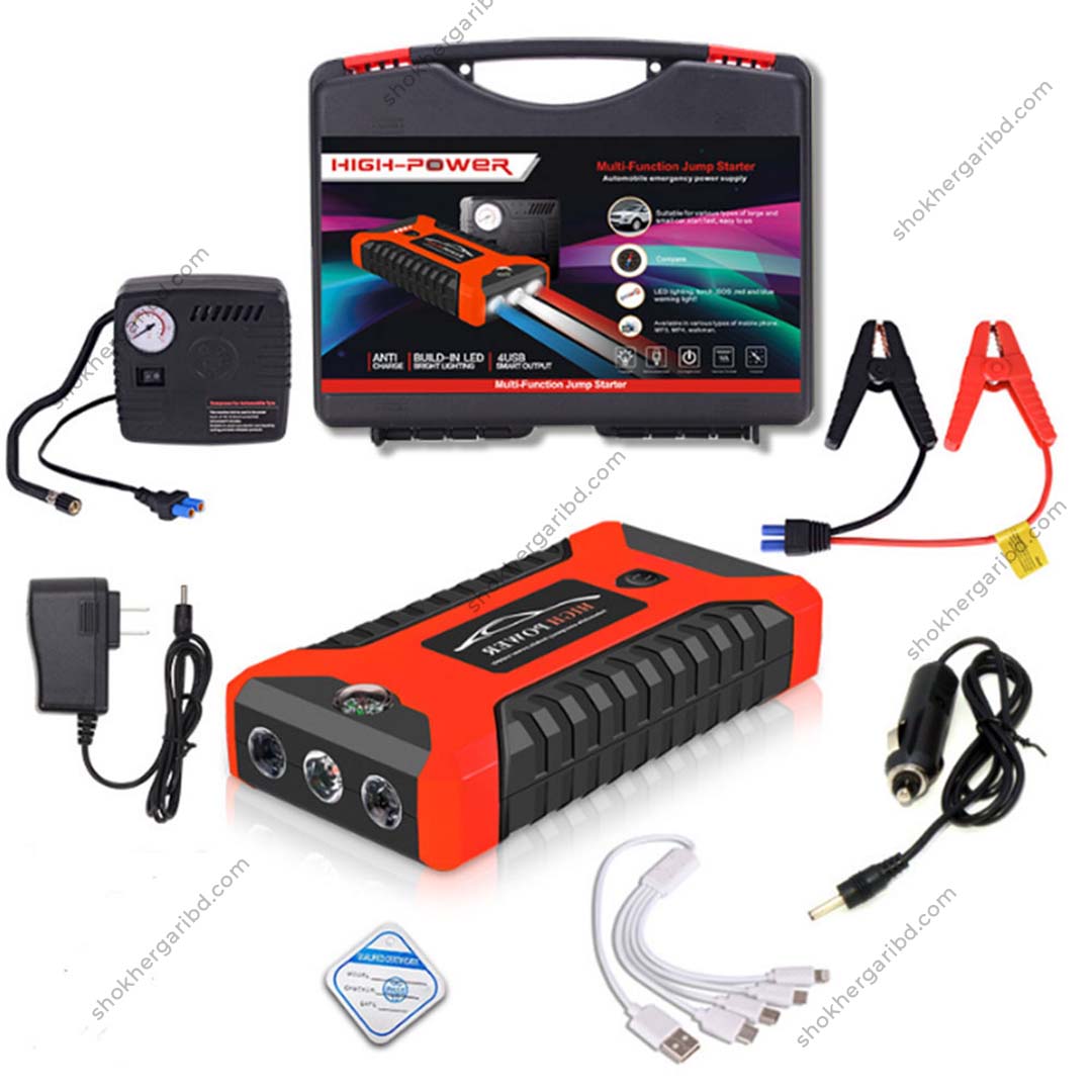 Car Red Jumper Starter with Air Pum &amp; Power Bank 99880 mAh image 3