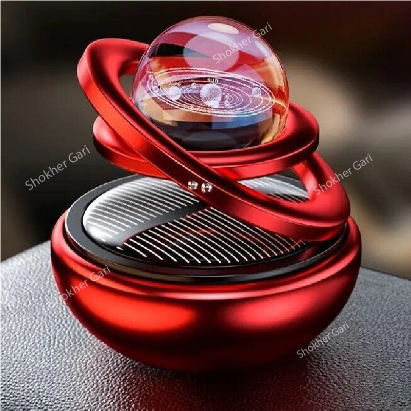 Double Ring Solar Car Perfume with Ball- Showpiece and Perfume image 4