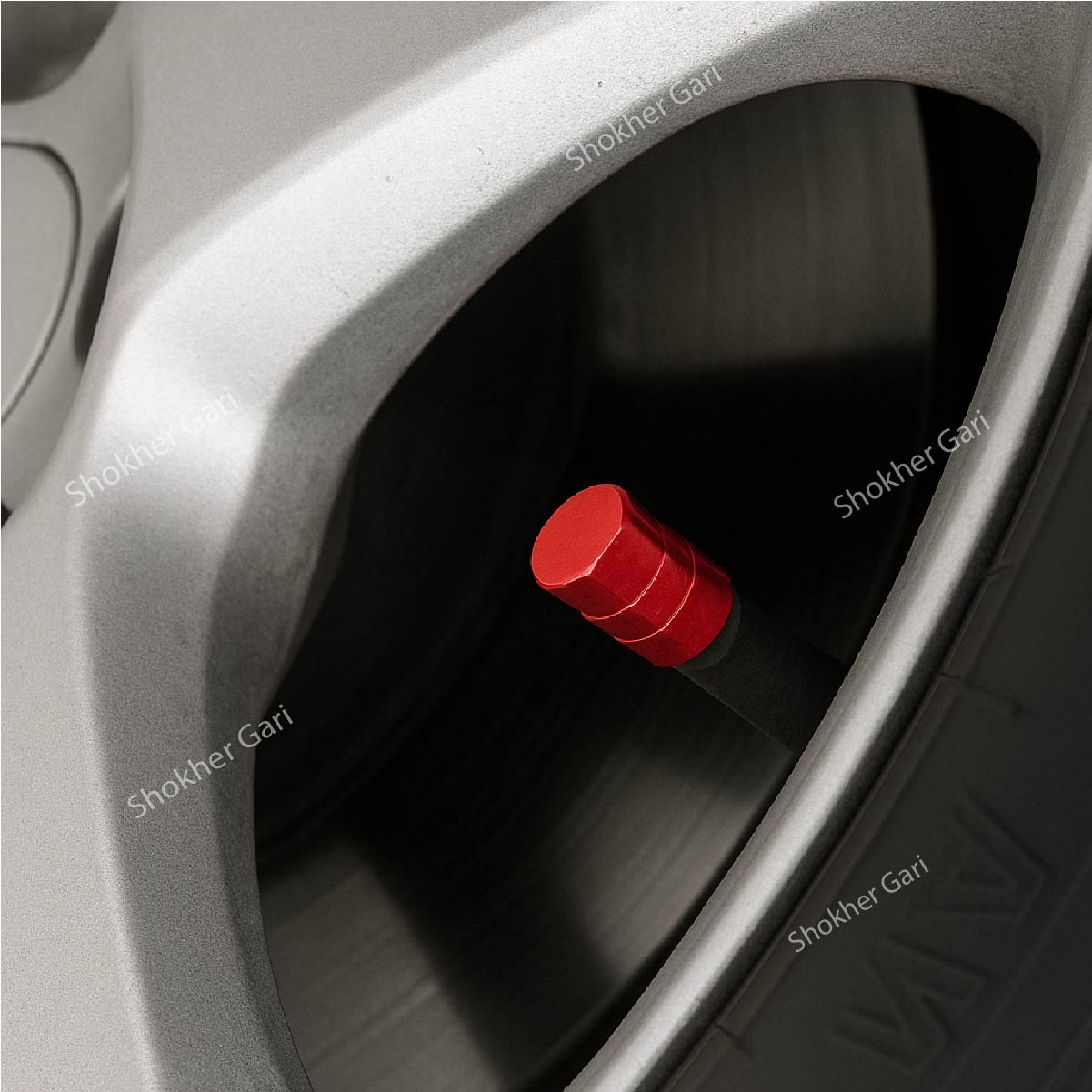 Aluminum Tire Valve Stem Cap Tire - Red image