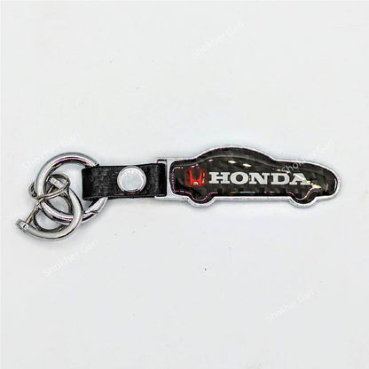 Carbon Car Shape Metal Keyring
