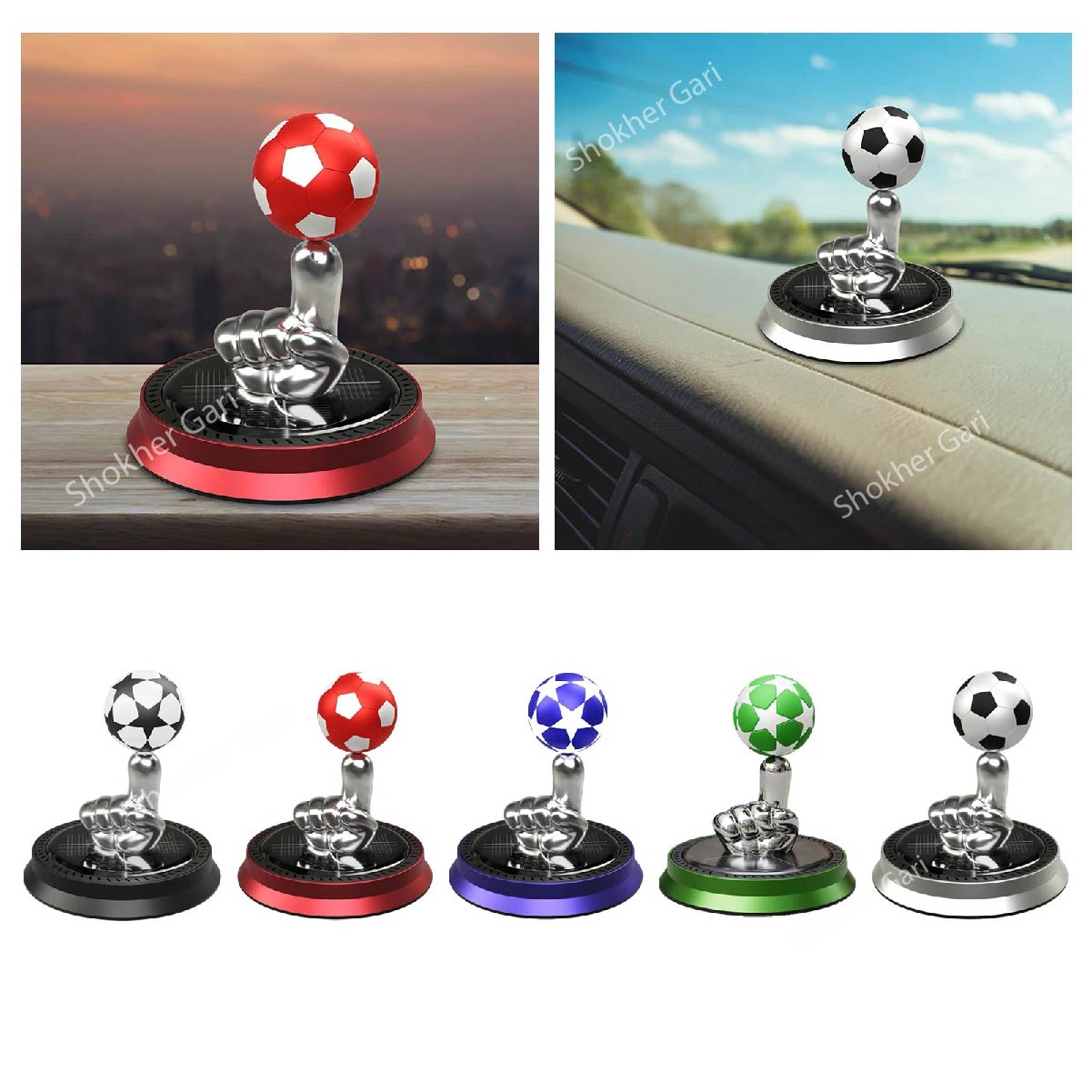 1pcs Football on Fingure Solar Car Perfume image 1