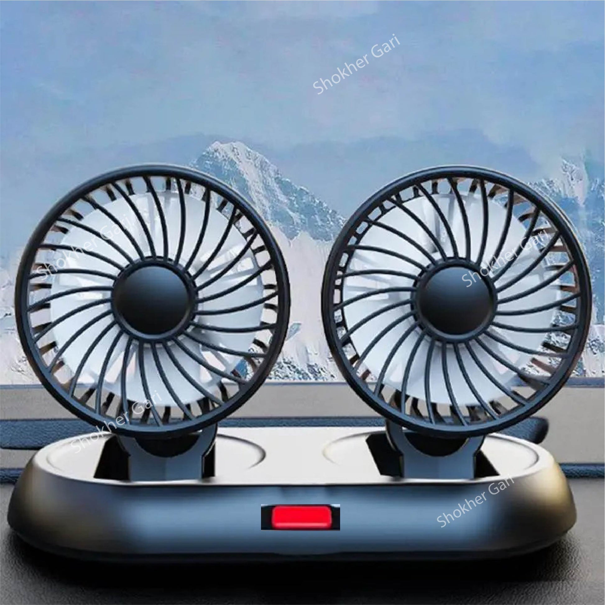 Two Head Electric Fan 360 Degree Adjustable - Ash image