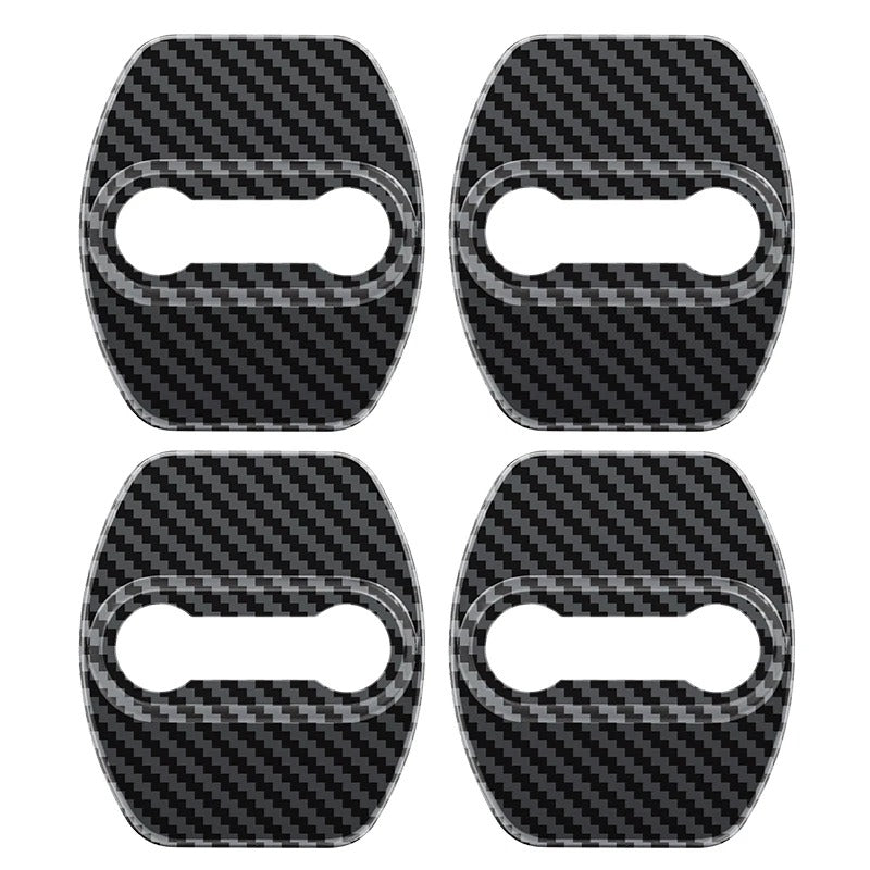 Metal 4Pcs Car Door Lock Protect Cover - Carbon image