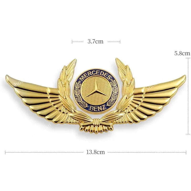 Golden metal car Logo Premium stickers - Mercedes image