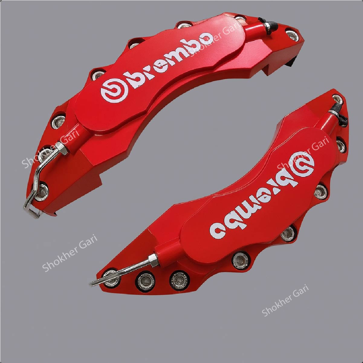 Car disc brake Caliper Cover-2pcs set - sleek and durable bremboo Brake caliper - Red image