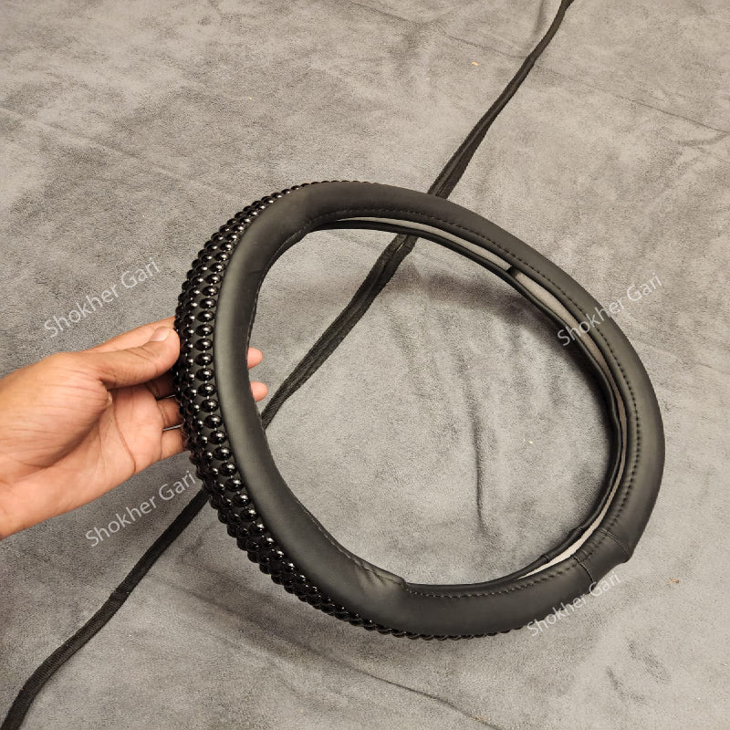 1pcs Glossy Button style Steering Wheel Cover - Black image