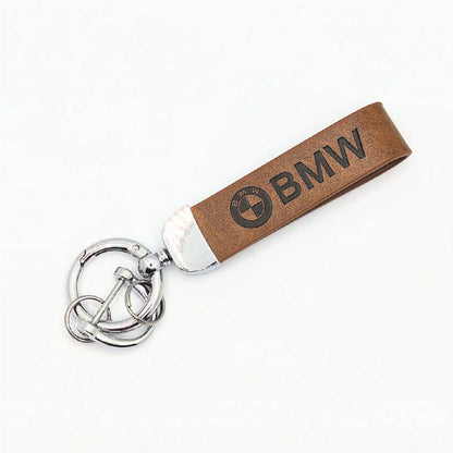 1pcs Brown PU Leather Keyring Premium image 2