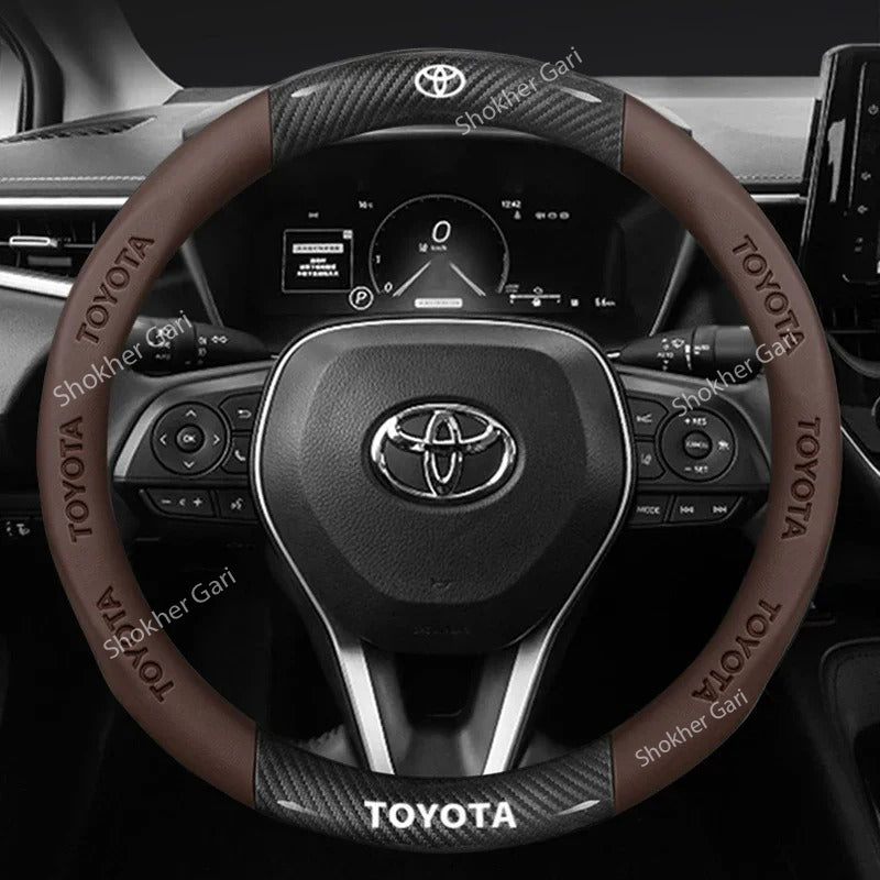 Car Branded Half Carbon Steering Wheel Cover image 2