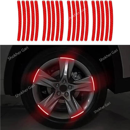 Colorful Car Wheel Reflective Sticker 20Pieces set - Red image