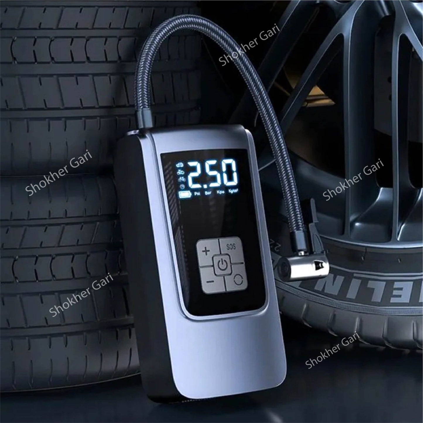 Portable Air Compressor for Car Tires - Car Air Pump MX-AC01 Tire inflator With Power Bank image 0