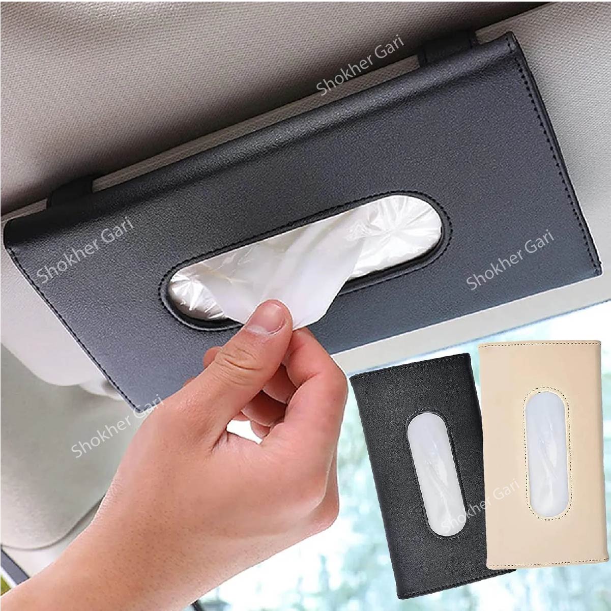 Sun visor tissue box- 2 Colours Sunshade tissue container for driving safety - Handy Car tissue dispenser image 0