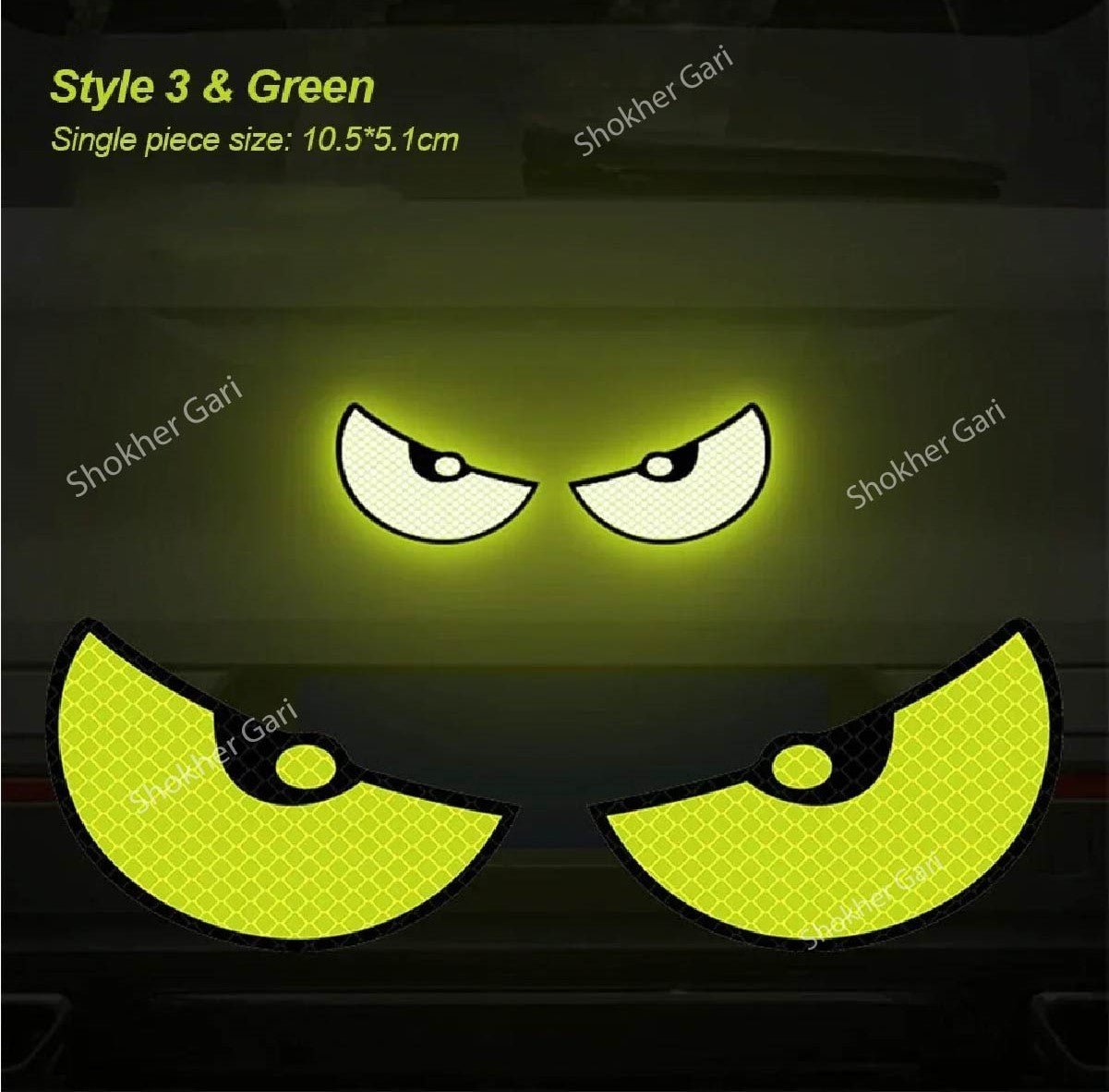 2Pcs Round Cat Eyes Pattern Night Reflective Sticker