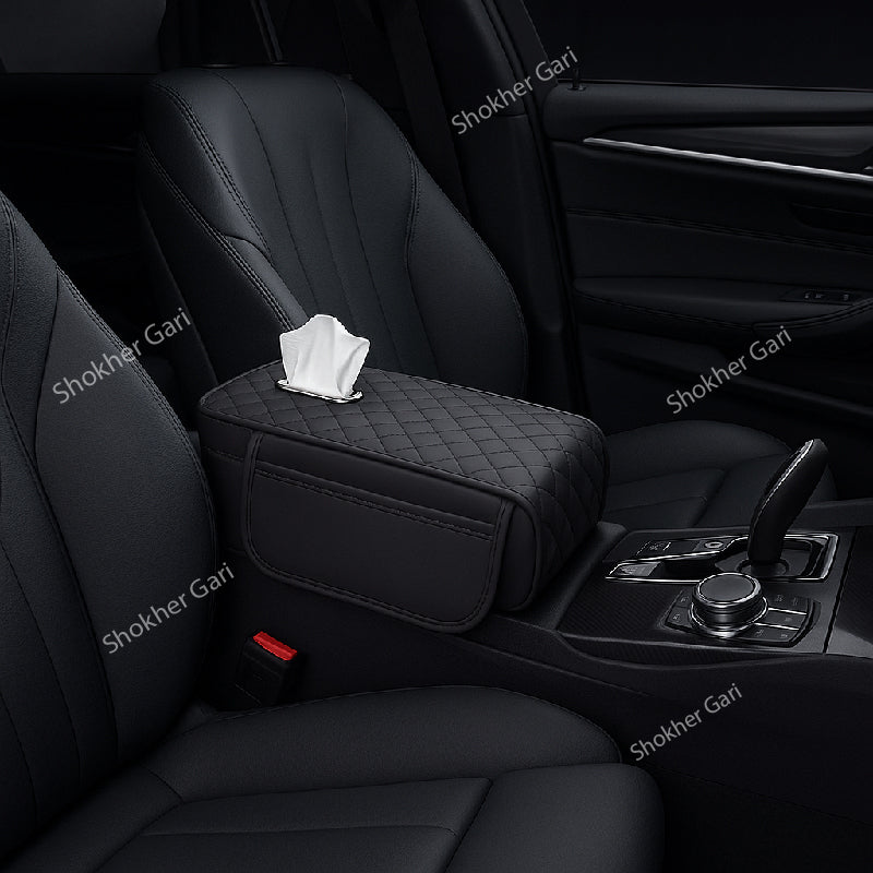 Car Armrest Box Mat Armrest with Storage Bag Car Tissue Box with Side Pocket image 0