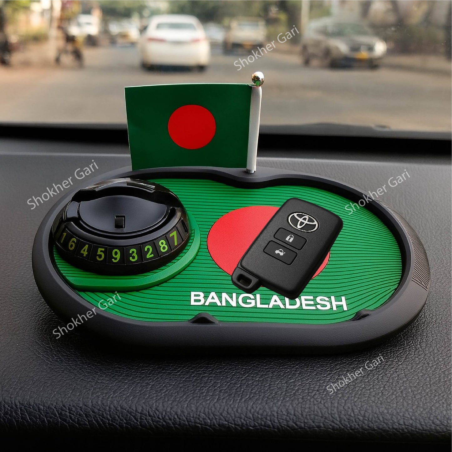 Bangladesh Flag  3 in 1 Car mobile mat High Quality With mobile Number image 5