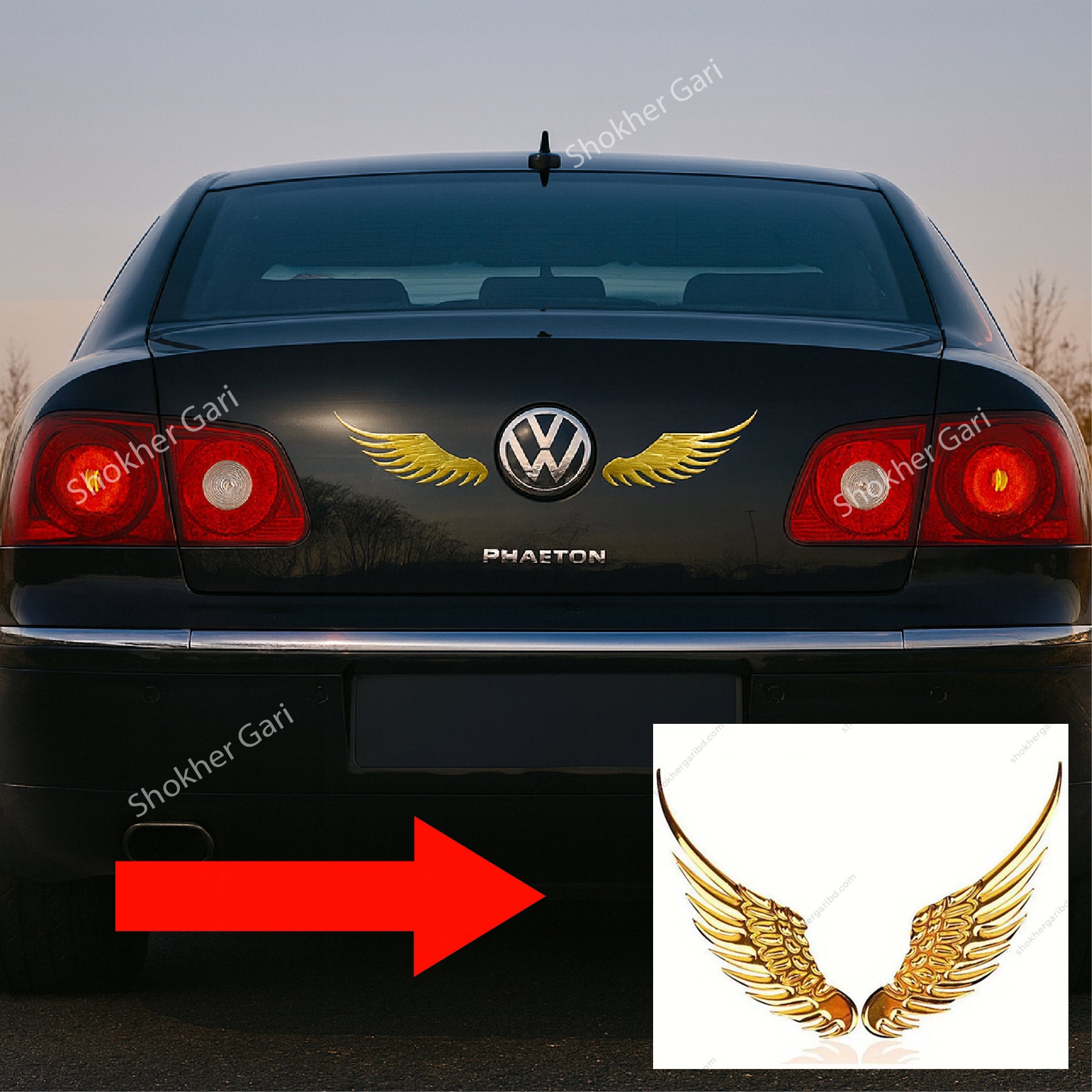 Car 3D Metal Angel Wing Stickers 2pcs image 0