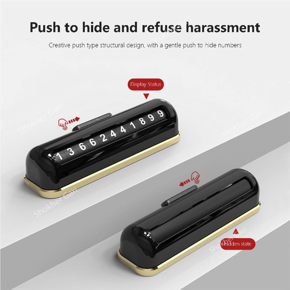 Rotary Hidden Temporary  Parking Mobile Number - Black image