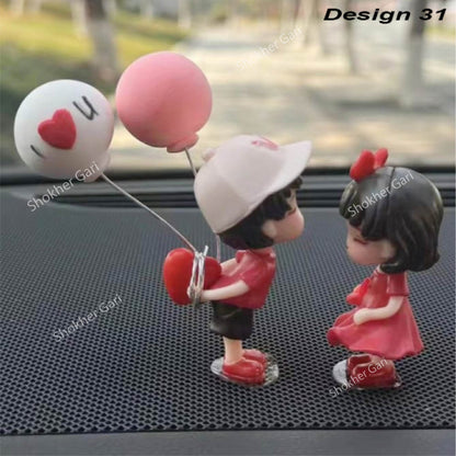 Car Dashboard Showpiece Cute Cartoon Couple Action Doll Balloon - 31 image