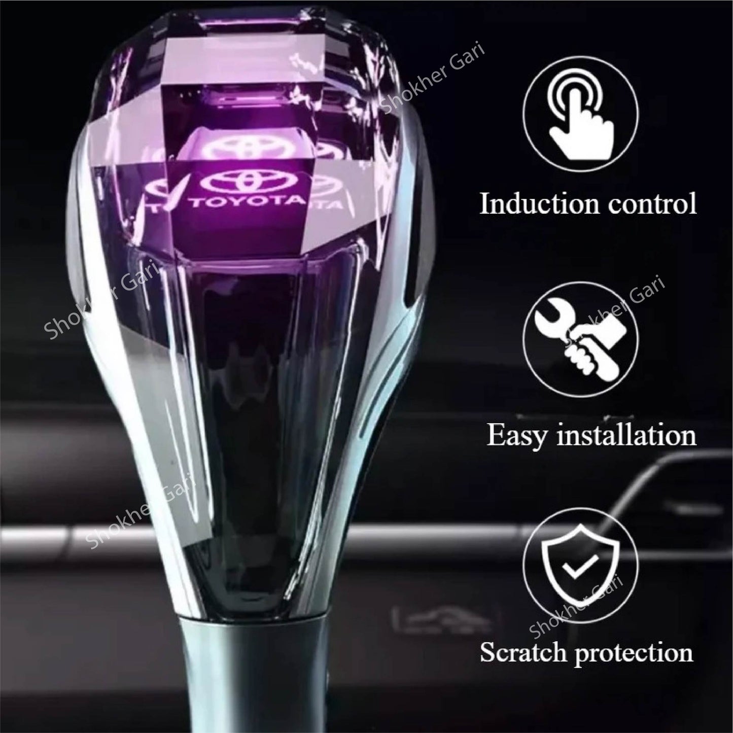 M/Y 7 Colour Crystal Gear Knob for Many Brands image 2