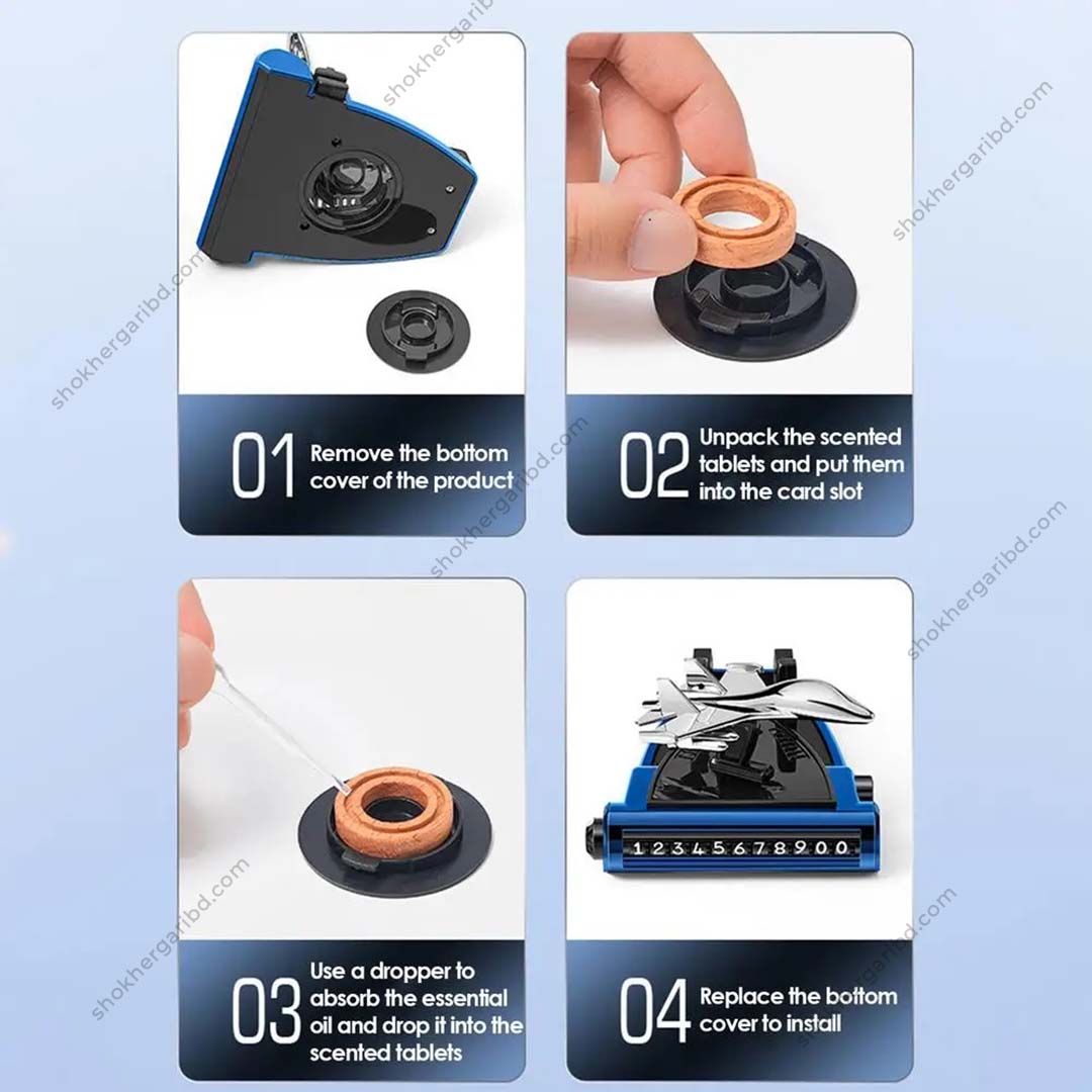 4 in 1 Airplane Shape, Car Air Freshener,  Phone Holder , Parking License Plate Safety image 3