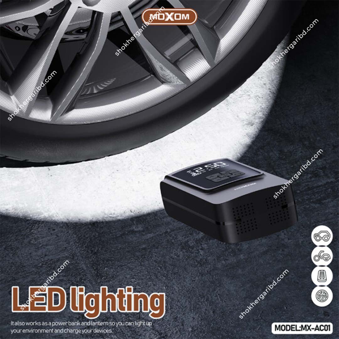 Moxom MODEL:MX-ACOI Portable Cordless Air Pump 4000 mah &amp; Power Bank image 3