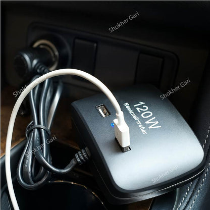 120w Car 3 Pin Socket With 2 USB Charging Put image 0