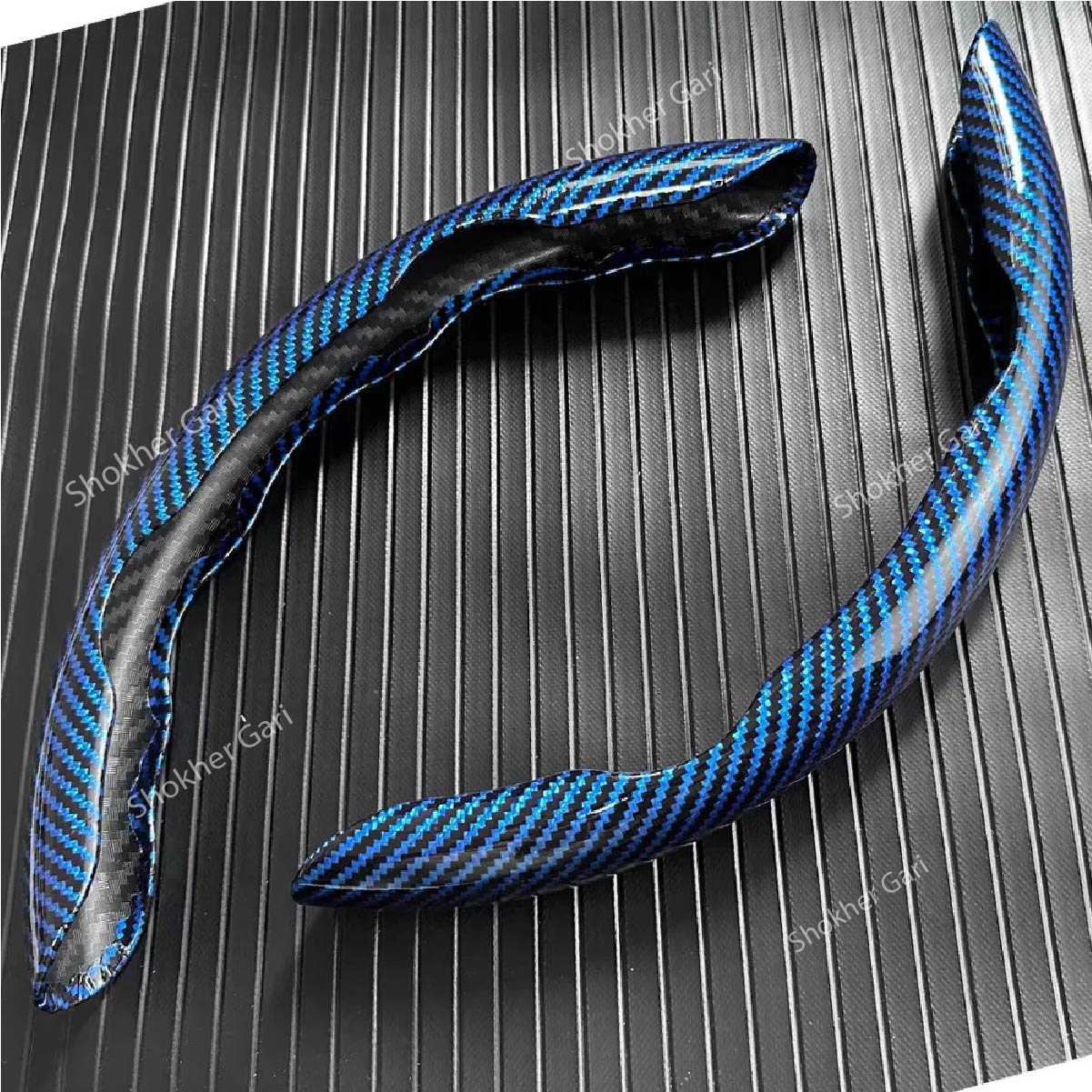 2pcs Laser Carbon Fiber Half Steering Cover - Blue image