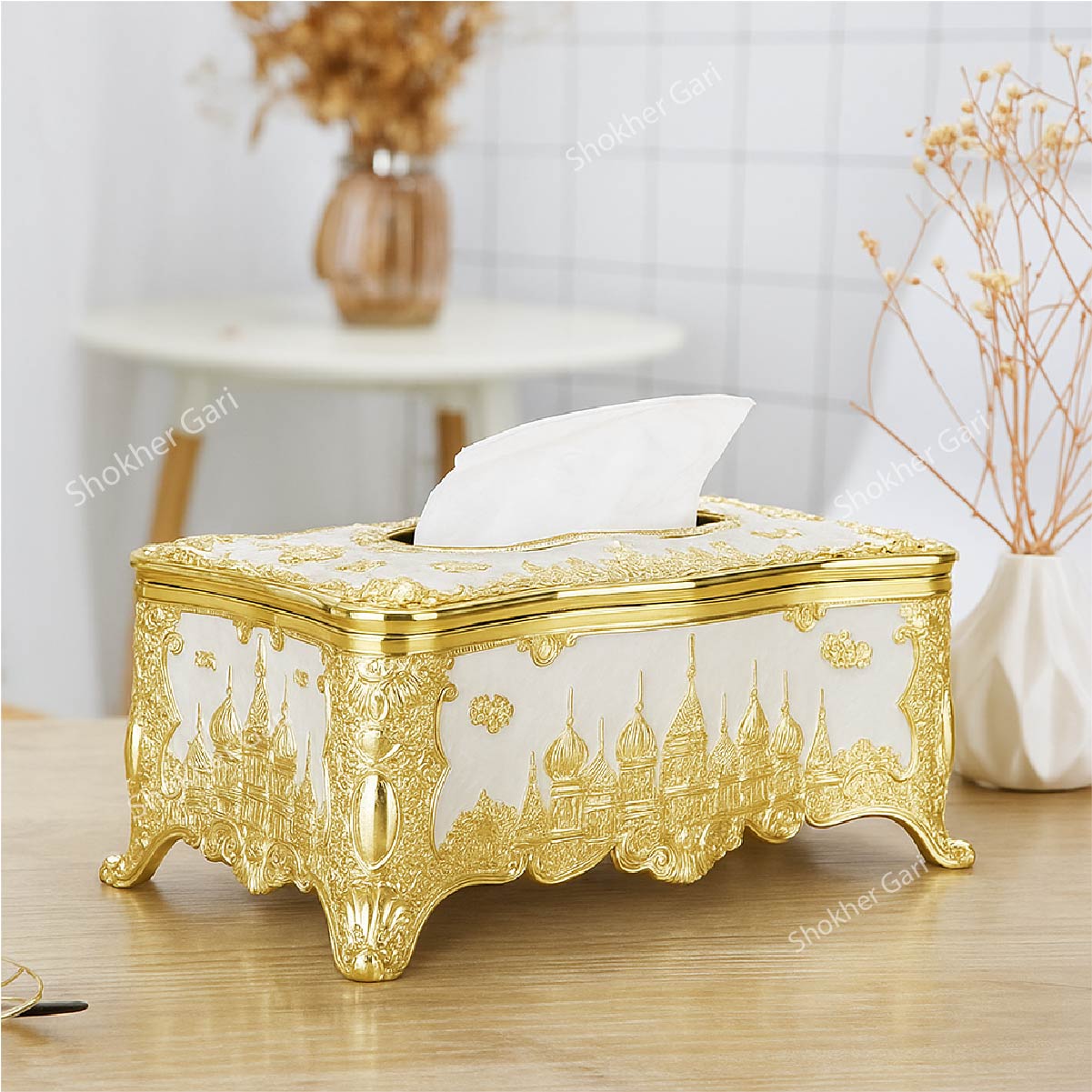 European Style Plastic Tissue Box - White image