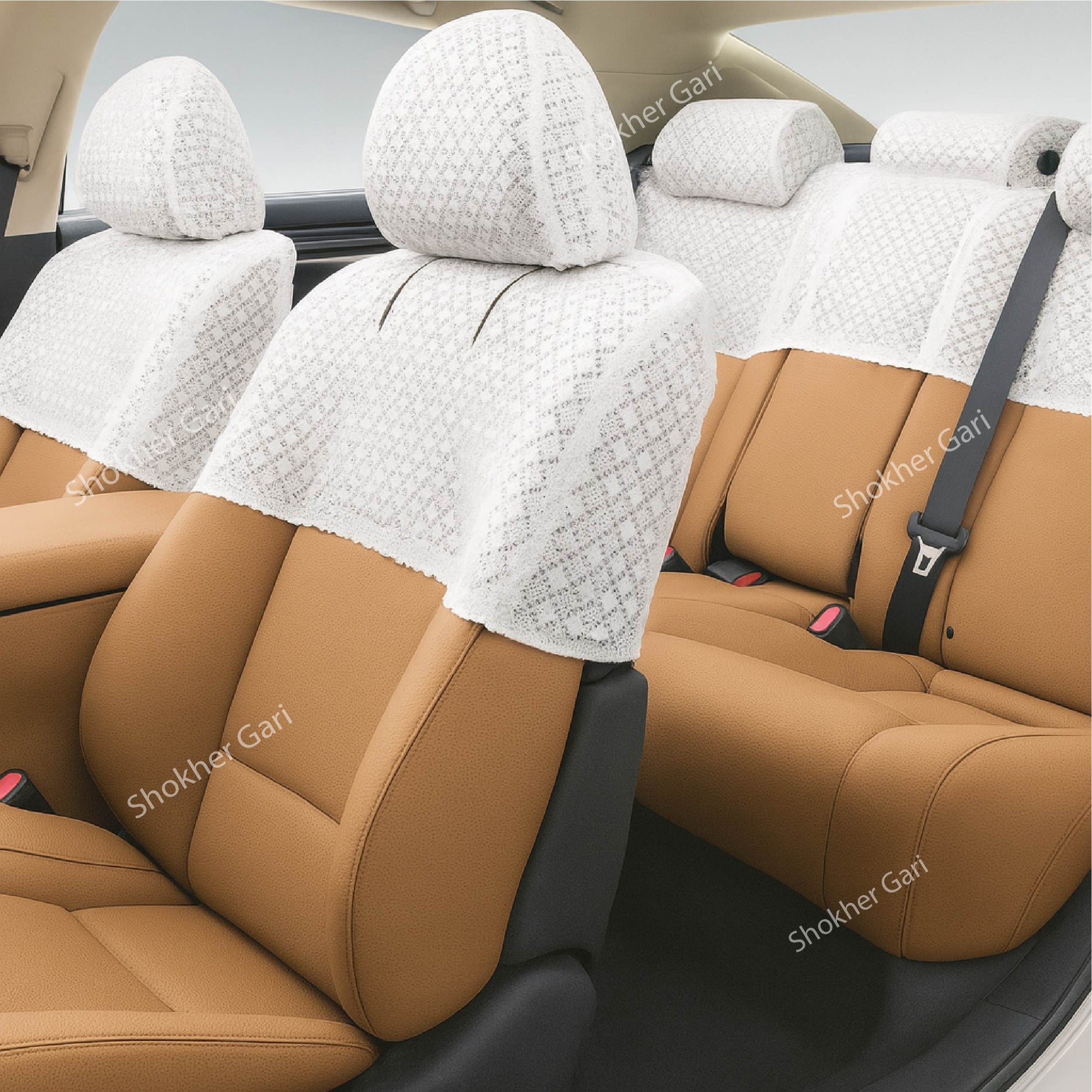 M/Y CAR HALF SEAT COVER LACE  4pieces Set - Fielder image