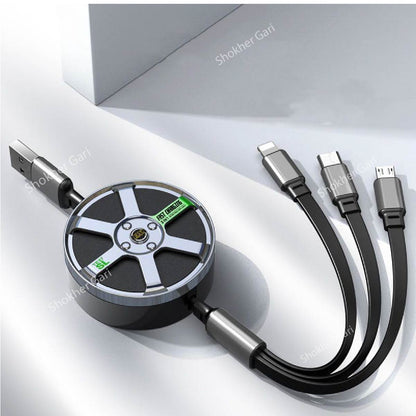 1 meter Cable Fast Charger Cord 3 in 1  - Silver image