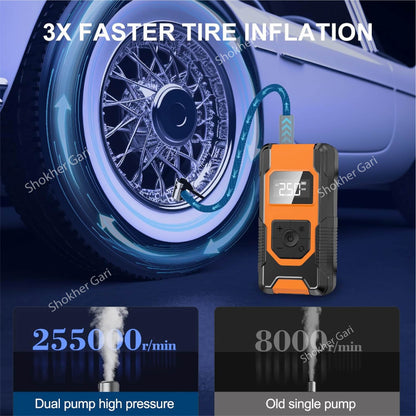 12V Smart Electric Car Tire Pump with Power Bank image 2