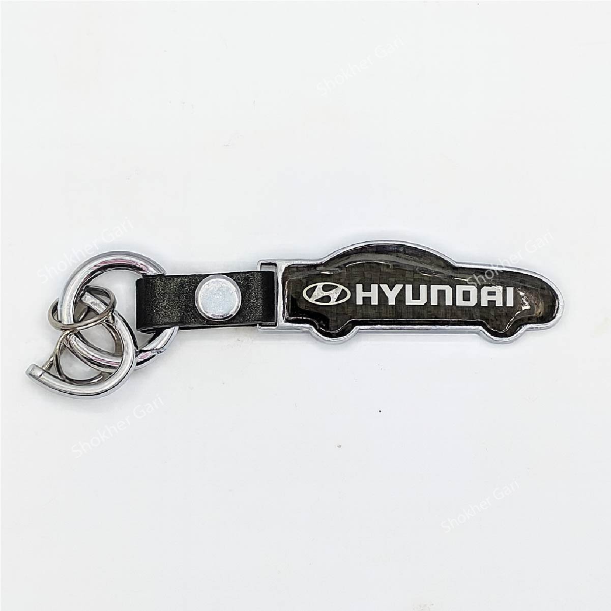 Carbon Car Shape Metal Keyring