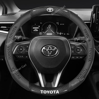 Car Branded Half Carbon Steering Wheel Cover - Toyota Black image
