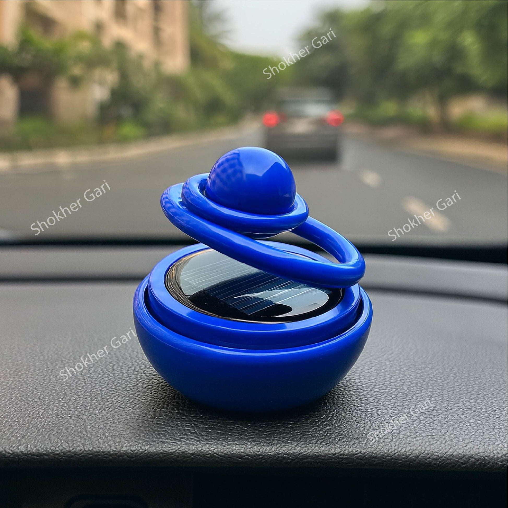 Red Solar Perfume Double Ring With Ball - Blue image