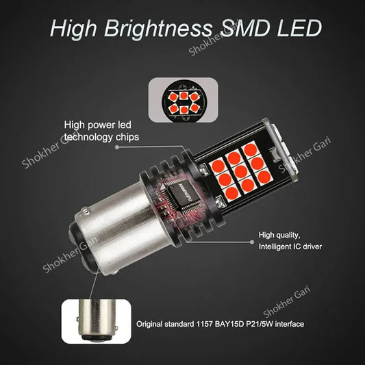 2Pcs Red Brake Hyper LED Bulb image 0