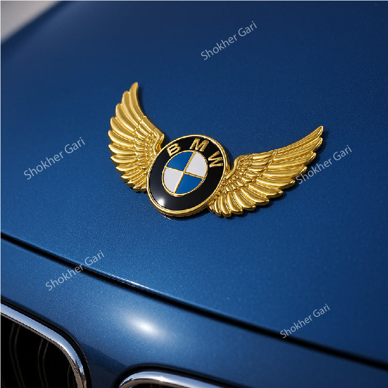 Golden metal car Logo Premium stickers - BMW image
