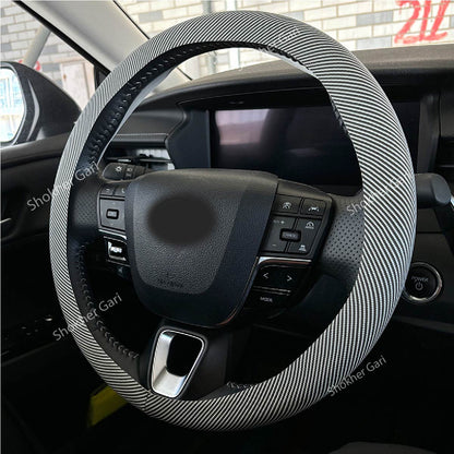Carbon Fiber Silicone Car Steering Wheel Cover Elastic image 2
