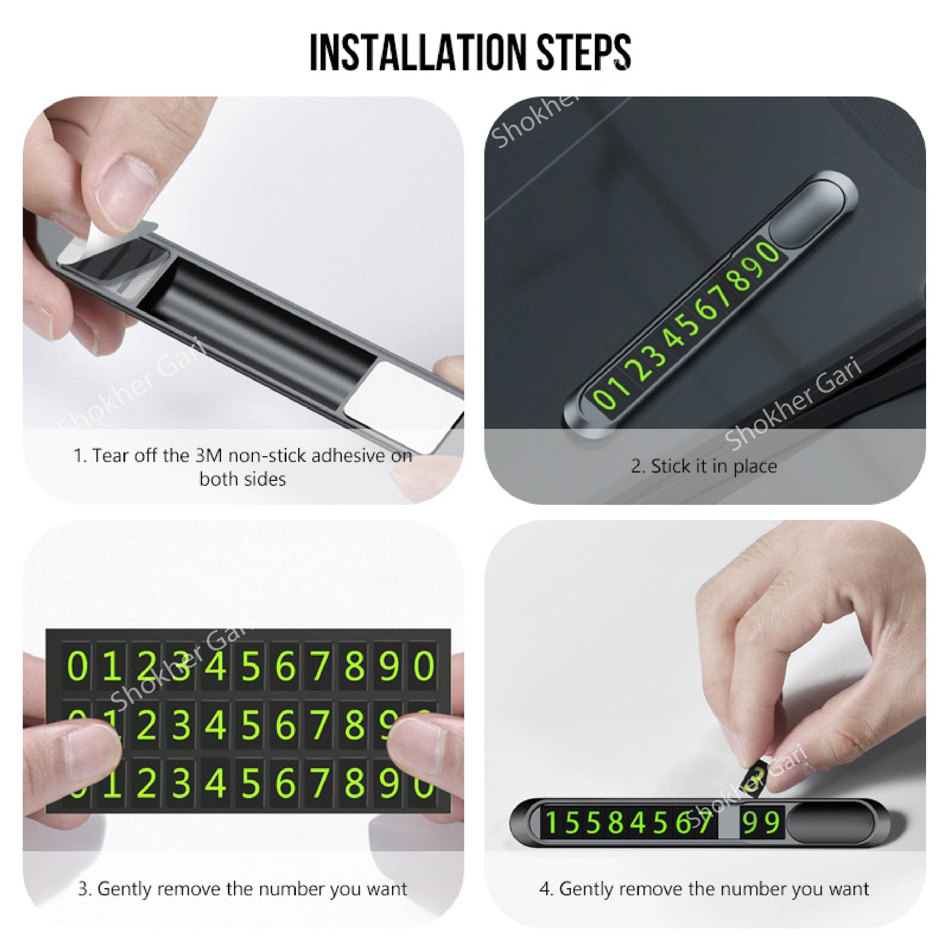 Luminous Car Temporary Parking Card Car Sticker Hidden Car Auto Phone Number Card Plate Car image 6