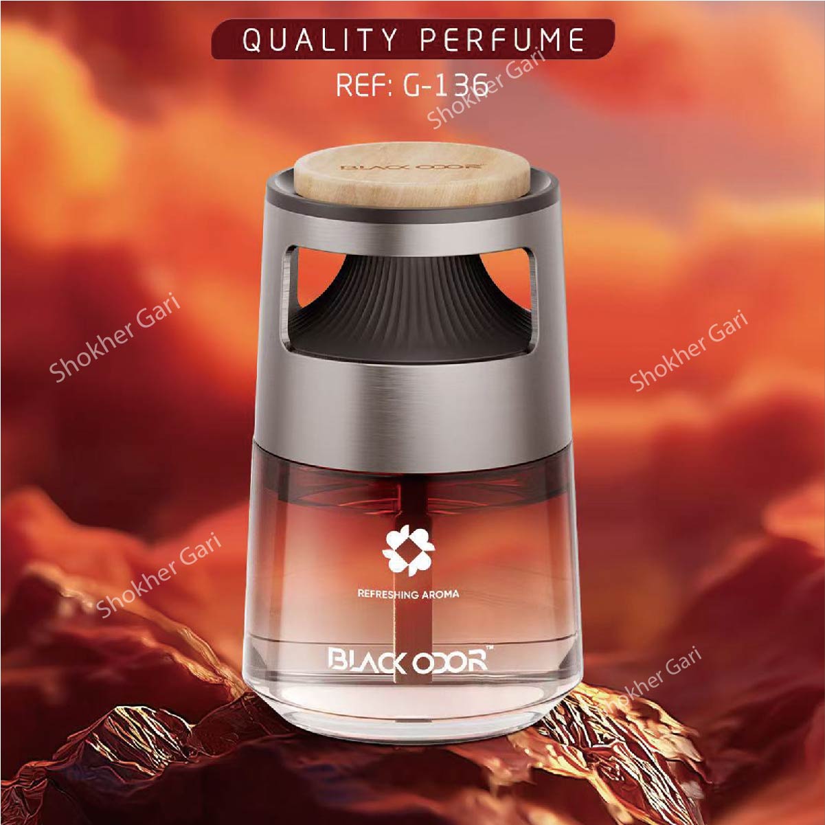 1Pcs BLACK ODOR Solid Glass Car perfume Cup Holder with Aromatherapy - Brunt Orange image