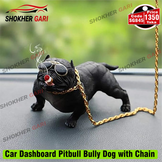 Attractive Car Dashboard Bulldog Smoker with Golden Chain Showpiece image 0