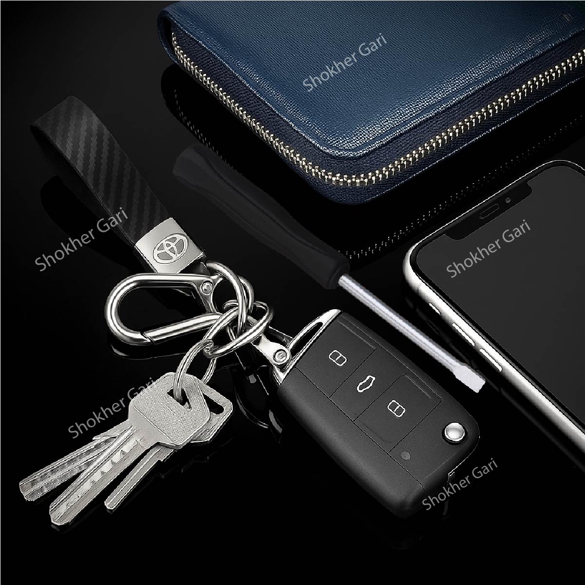 1Pcs Carbon Fiber Car Branded Keyring Artificial Leather image 0