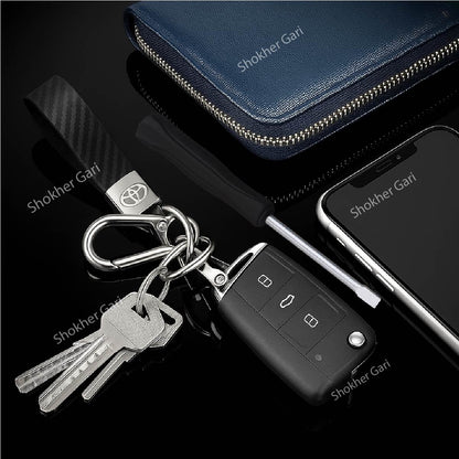 1Pcs Carbon Fiber Car Branded Keyring Artificial Leather image 0