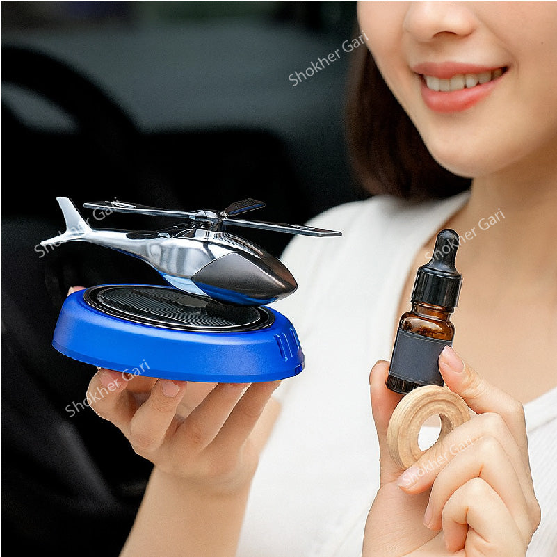 Car Solar Helicopter Air Freshener Autorotation - Car Dashboard Showpiece And Perfume image 4