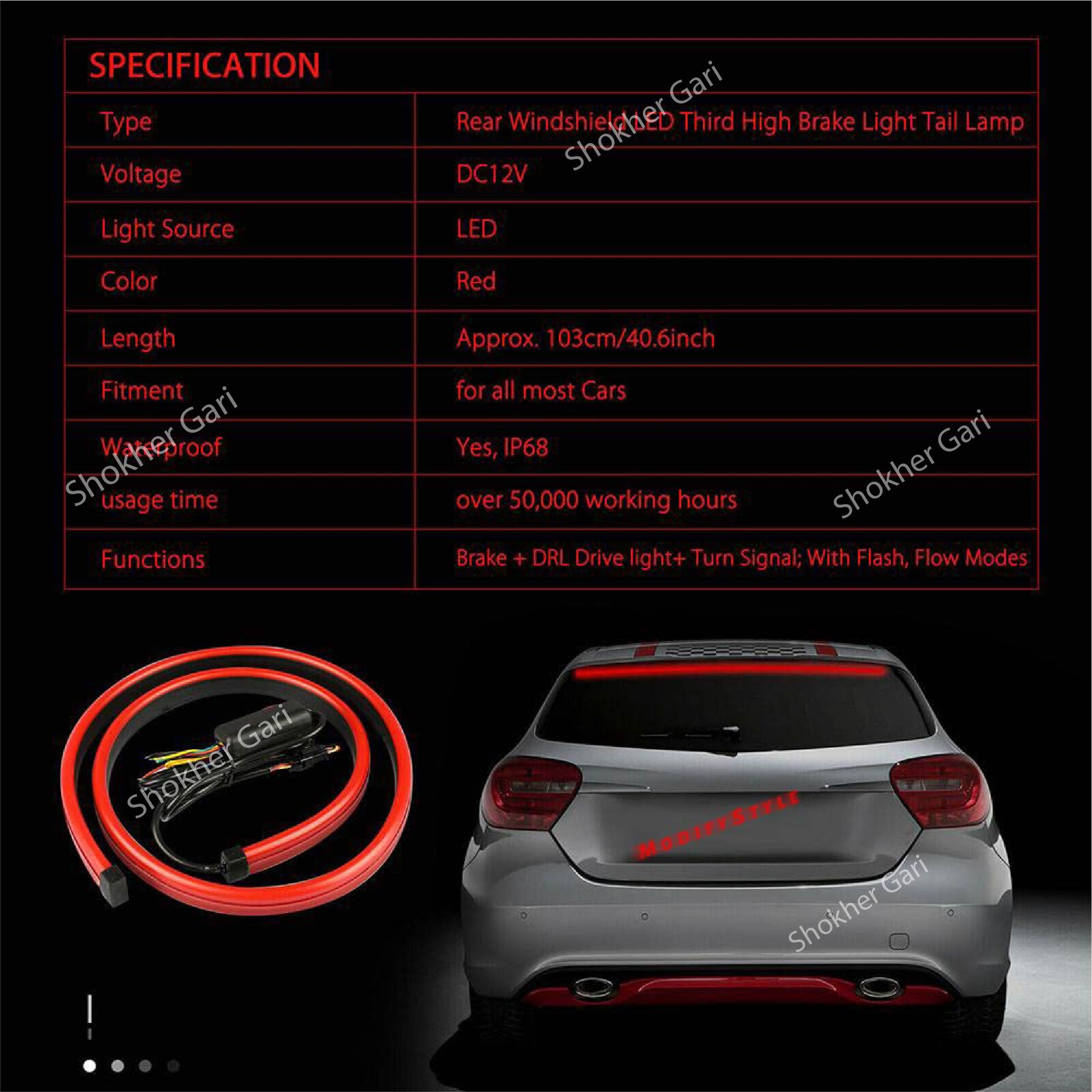 Rear Windshield Third Brake LED Tail Light image 3