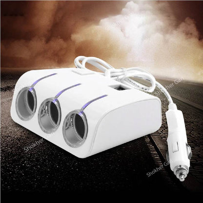Dual USB Port 3 Lighter Socket Fast Charging Car Charger Adapter image 3