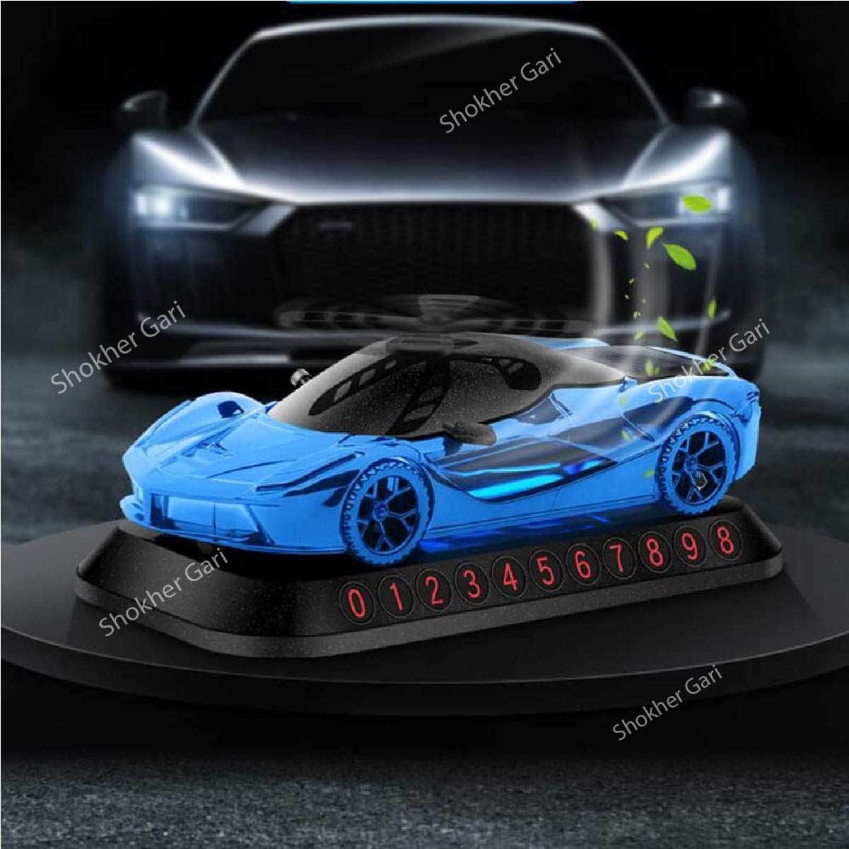 Solar Energy Sports Car Model Perfume Parking Number - Blue image