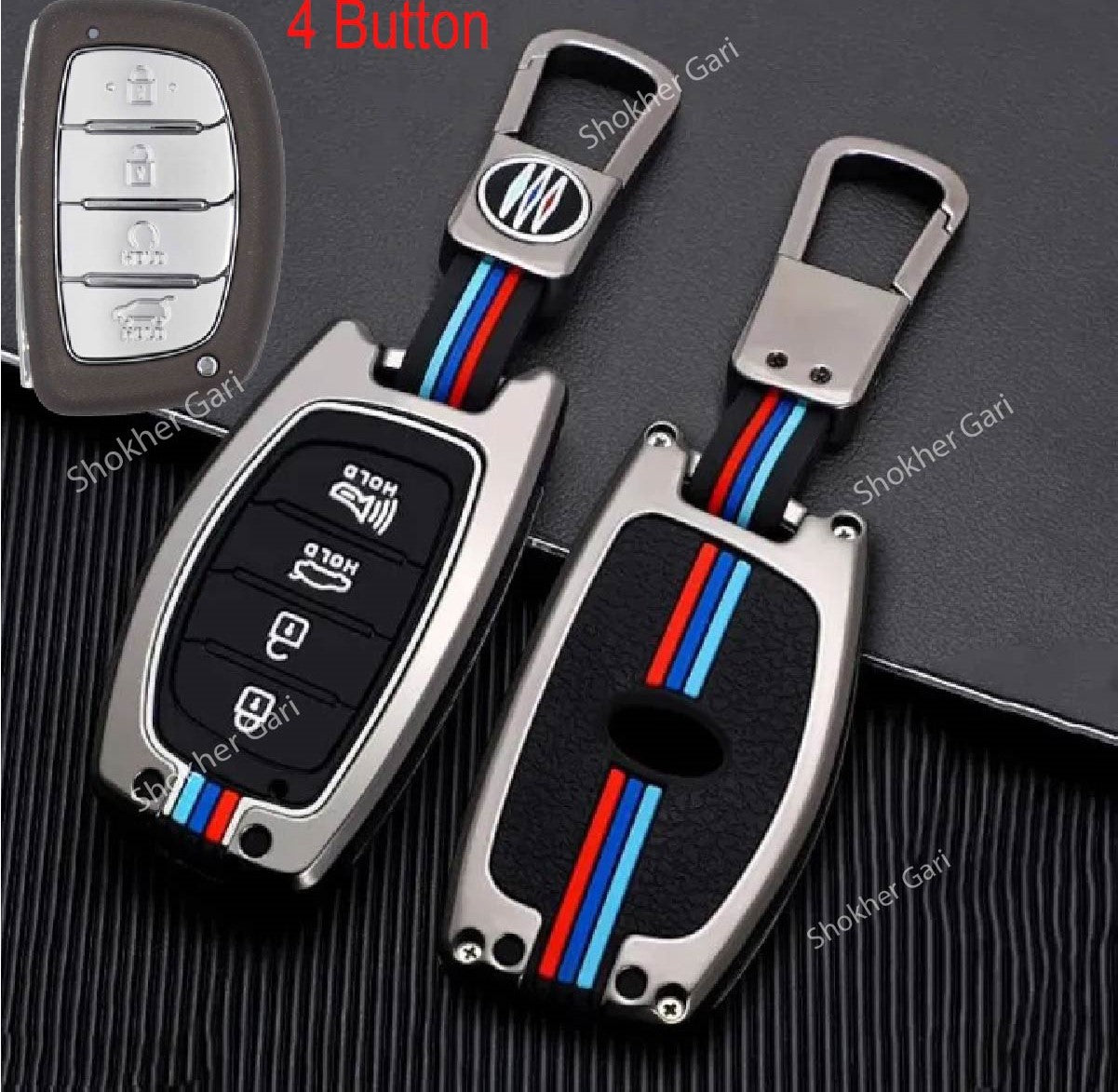 M/Y Zinc Alloy Key Cover Protection Metal Remote Cover For Toyota , Honda, Nissan, Mitsubishi,Hyundai, MG ,BMW Strong Key Cover - Creta Grand image