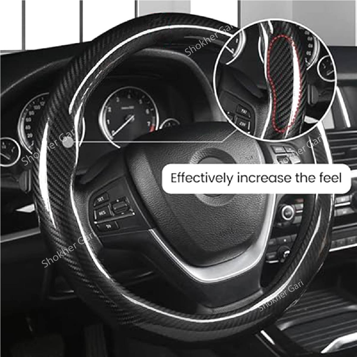 Full Glossy Carbon Car Steering Wheel Cover