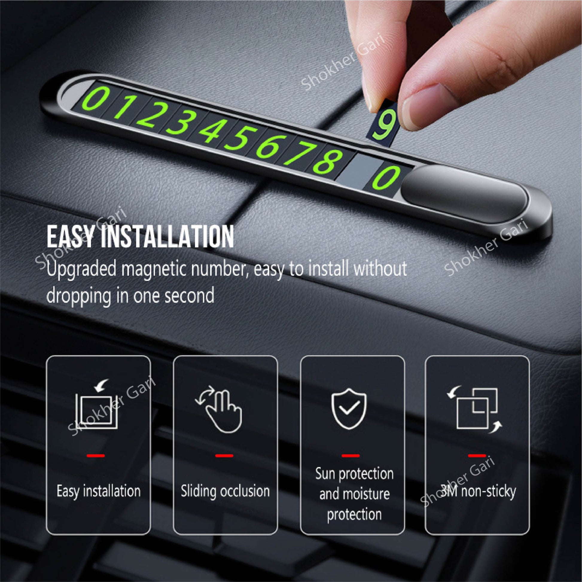 Luminous Car Temporary Parking Card Car Sticker Hidden Car Auto Phone Number Card Plate Car image 2