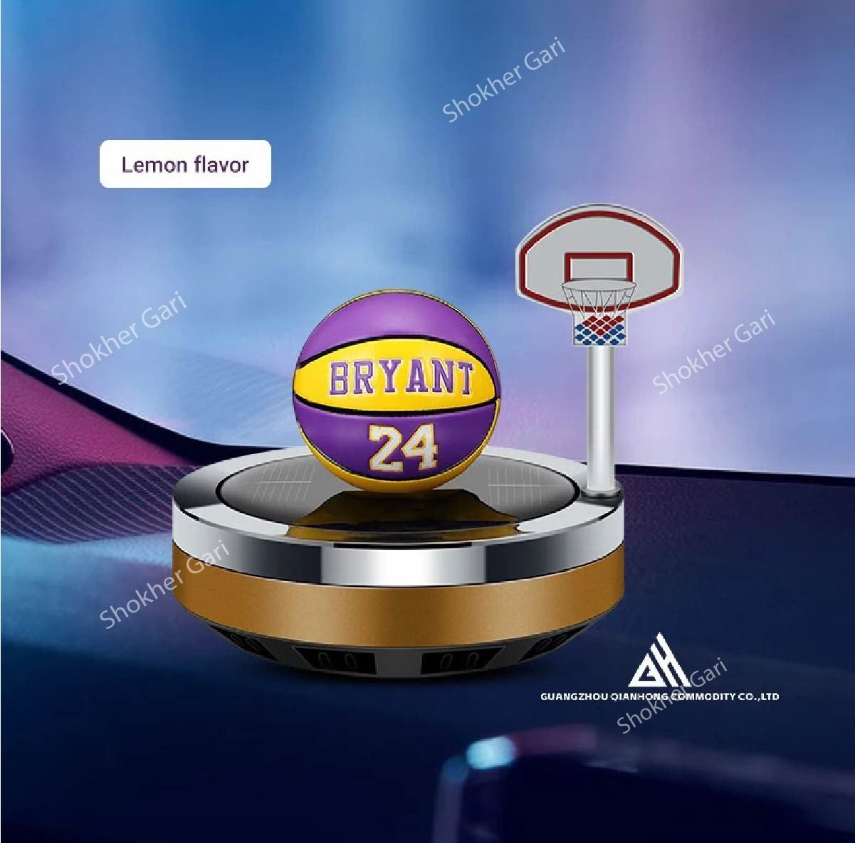 Multi Color Basketbal Solar Car Air fresher - Lemon image